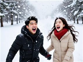 冬季雪地情侣AI设计图片